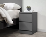 Oakley 2 Drawer Bedside- Grey