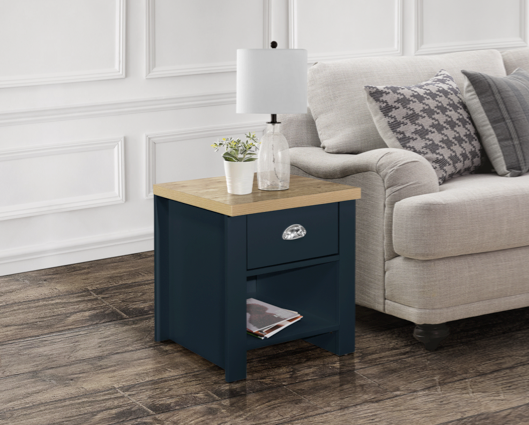 Harper 1 Drawer Lamp-Navy