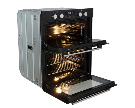SIA DO101 60cm Built Under Double Electric Fan Oven With Digital Timer Black 