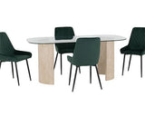 MODENA & AVERY DINING SET (X4 CHAIRS) - CREAM/EMERALD GREEN VELVET