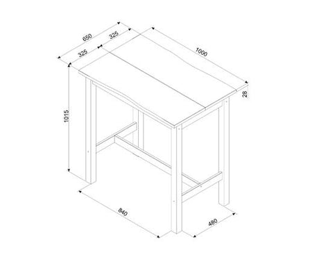 Corona live edge large rectangular high breakfast bar table & pair bar stool SET