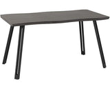 QUEBEC WAVE EDGE DINING SET (X4 CHAIRS) - BLACK WOOD GRAIN/GREY FAUX LEATHER