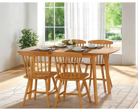 EMERY EXTENDING DINING SET (X4 CHAIRS) - NATURAL OAK EFFECT