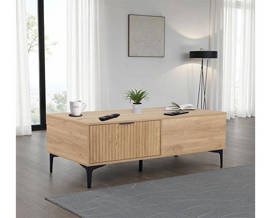 MIAMI 2 DRAWER COFFEE TABLE - OAK EFFECT/BLACK