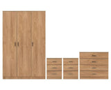 DAKOTA 3 DOOR WARDROBE BEDROOM SET - OAK EFFECT