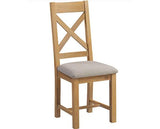 WINDSOR CROSS BACK DINING CHAIR (X2 PER BOX) - NATURAL OAK/OAT FABRIC