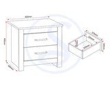 PORTLAND 2 DRAWER BEDSIDE - GREY/OAK EFFECT