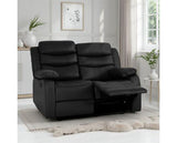 Roma 2 Seater Recliner Sofa - Black Faux Leather