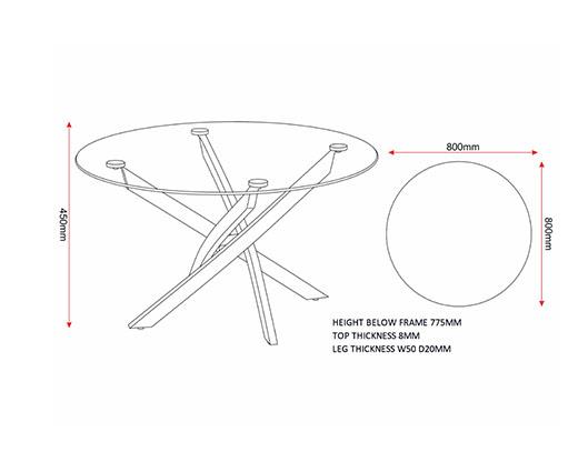 SHELDON ROUND COFFEE TABLE - CLEAR GLASS/BLACK