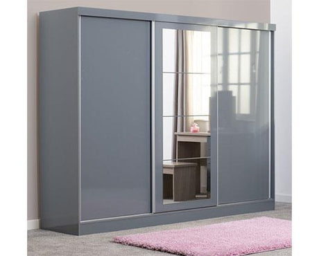 NEVADA 3 DOOR SLIDER WARDROBE - GREY GLOSS