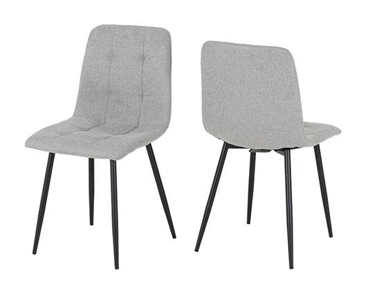 FENTON DINING SET (X6 CHAIRS) - WHITE/LIGHT GREY FABRIC