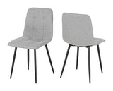 FENTON DINING SET (X6 CHAIRS) - WHITE/LIGHT GREY FABRIC