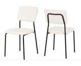 SHELDON ROUND GLASS TOP DINING SET (X4 CHAIRS) - CLEAR GLASS/IVORY BOUCLE FABRIC