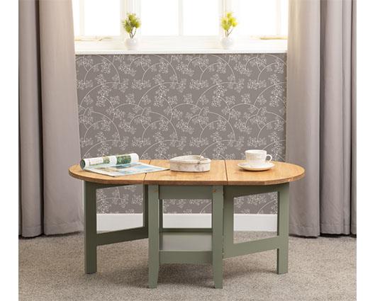SANTOS DROP LEAF COFFEE TABLE - GREEN/DISTRESSED WAXED PINE