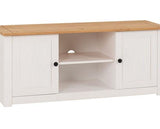 PANAMA FLAT SCREEN TV UNIT - WHITE/NATURAL WAX