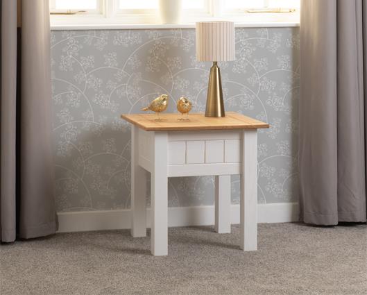PANAMA LAMP TABLE - WHITE/NATURAL WAX