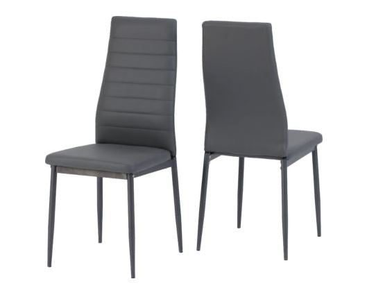 Alice Dining Set - Clear Glass/Grey/Grey Faux Leather