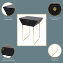 Apollo metal 1 drawer bedside cabinet, black with gold handle and legs