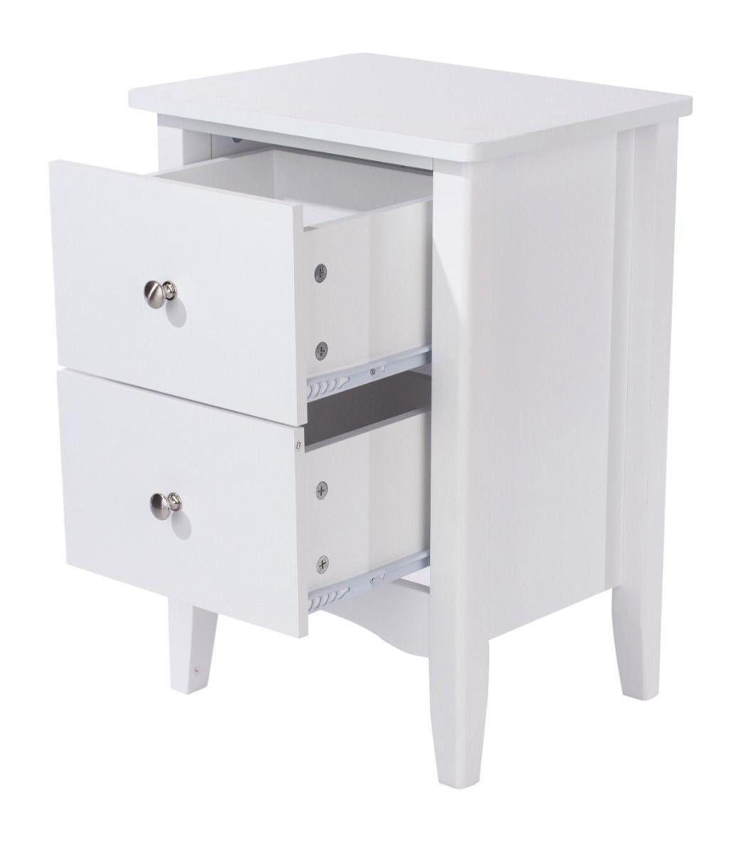Como 2 Drawer Bedside Cabinet-White