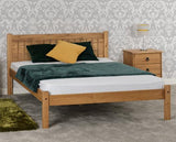 Maya Small Double Bed - Distressed Waxed Pine