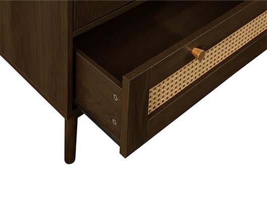 Croxley 2 Door 1 Drawer Rattan Wardrobe - Walnut