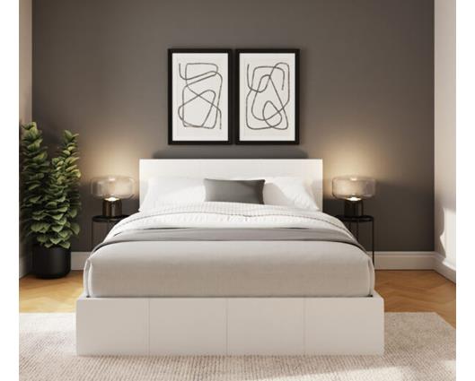 Serena King Side Lift Ottoman Bed-White