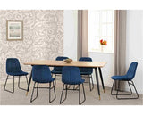 HAMILTON & LUKAS LARGE DINING SET (X6 CHAIRS) - MEDIUM OAK EFFECT/SAPPHIRE BLUE VELVET