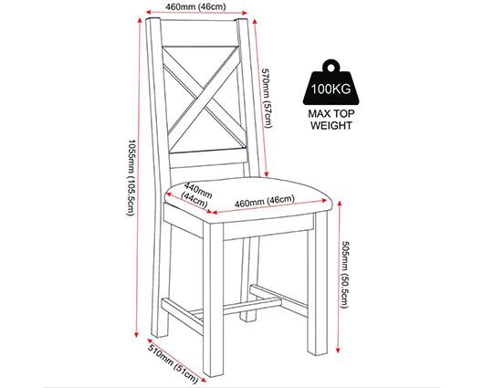 WINDSOR CROSS BACK DINING CHAIR (X2 PER BOX) - NATURAL OAK/OAT FABRIC