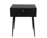 Saturn metal 1 drawer bedside cabinet, black with gold handle
