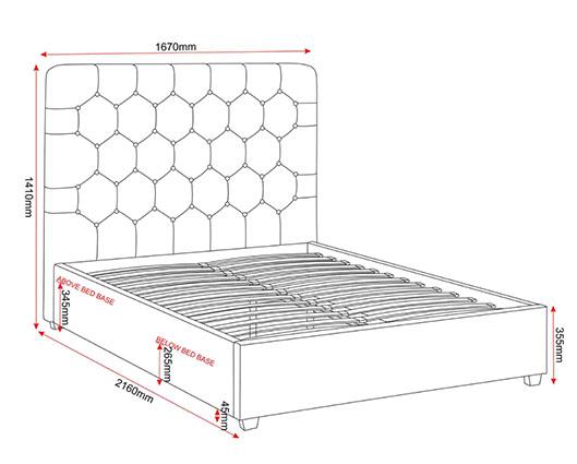 MADISON 5' BED - GREY VELVET FABRIC