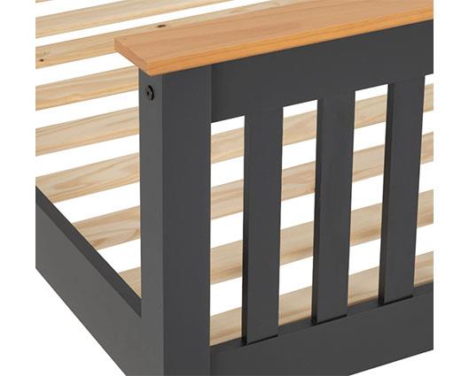MONACO 3' HIGH END BED - DARK GREY/OAK EFFECT