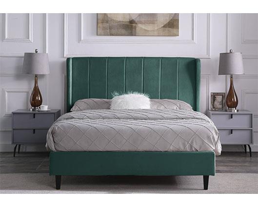AMELIA 4'6" BED - GREEN VELVET FABRIC