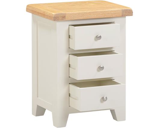 WINDSOR 3 DRAWER BEDSIDE - IVORY/OAK