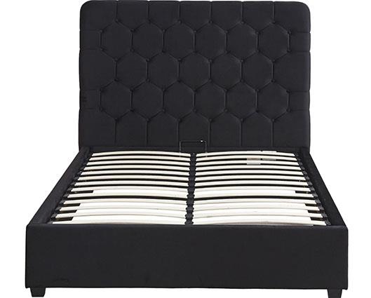 MADISON 5' OTTOMAN BED - BLACK VELVET FABRIC