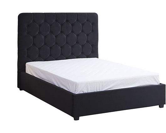 MADISON 5' OTTOMAN BED - BLACK VELVET FABRIC