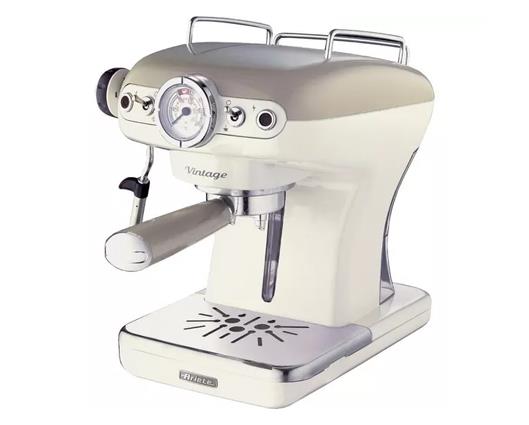 Ariete Manual Vintage Espresso Coffee Machine with Milk Frother - Cream