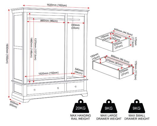 BORDEAUX 3 DOOR WARDROBE - IVORY