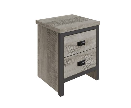 Boston 2 Drawer Bedside Table- Grey