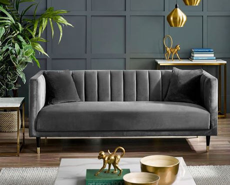 SALMA SCALLOPED BACK 3 SEATER- GREY