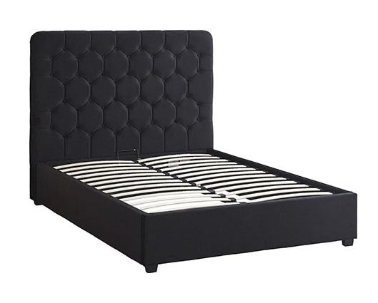 MADISON 5' OTTOMAN BED - BLACK VELVET FABRIC