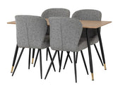 HAMILTON & QUEBEC MEDIUM DINING SET (X4 CHAIRS) - MEDIUM OAK EFFECT/GREY FAUX LEATHER