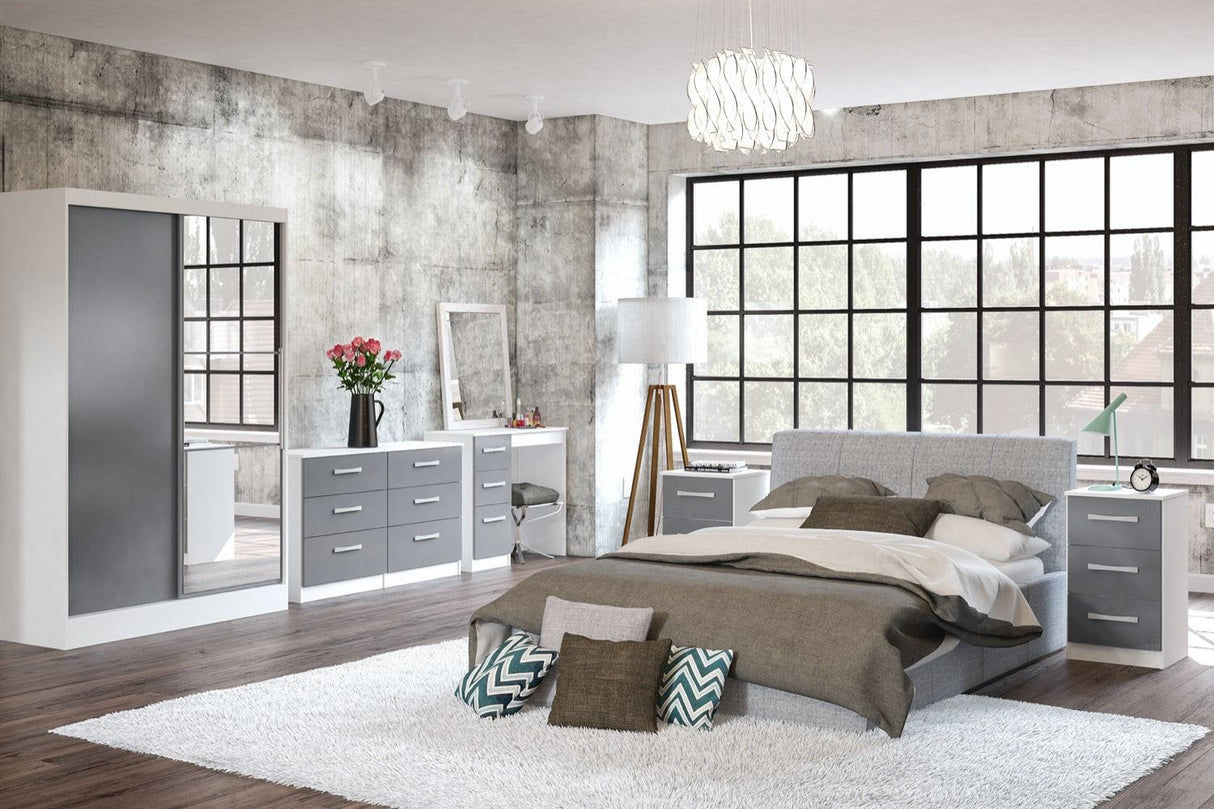 Larz 3 Drawer Bedside-White & Grey