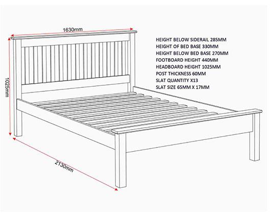 MONACO 5' LOW END BED - DARK GREY/OAK EFFECT