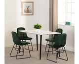MARLOW & LUKAS DINING SET (X4 CHAIRS) - WHITE MARBLE/EMERALD GREEN VELVET