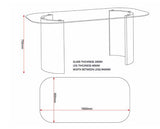 MODENA DINING TABLE - CLEAR GLASS/CREAM MARBLE EFFECT