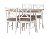 BALFOUR 1+4 DINING SET - WHITE/OAK EFFECT/GREY FABRIC