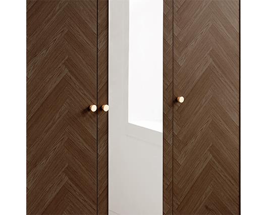 Herringford 3 Door Wardrobe with Mirror - Walnut