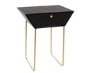 Apollo metal 1 drawer bedside cabinet, black with gold handle and legs
