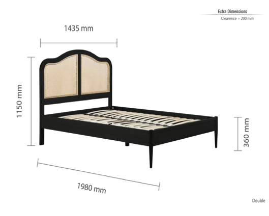 Leonie Rattan Double Bed - Black