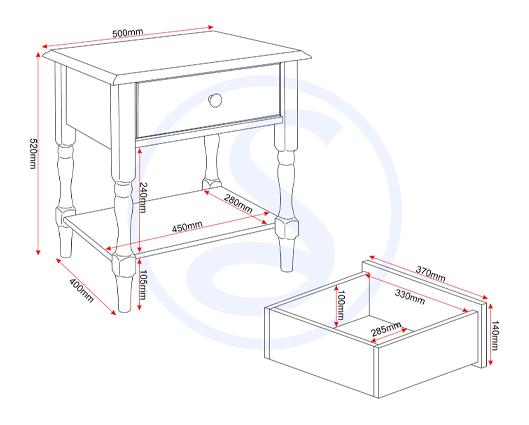 STRATFORD 1 DRAWER SIDE TABLE - WHITE